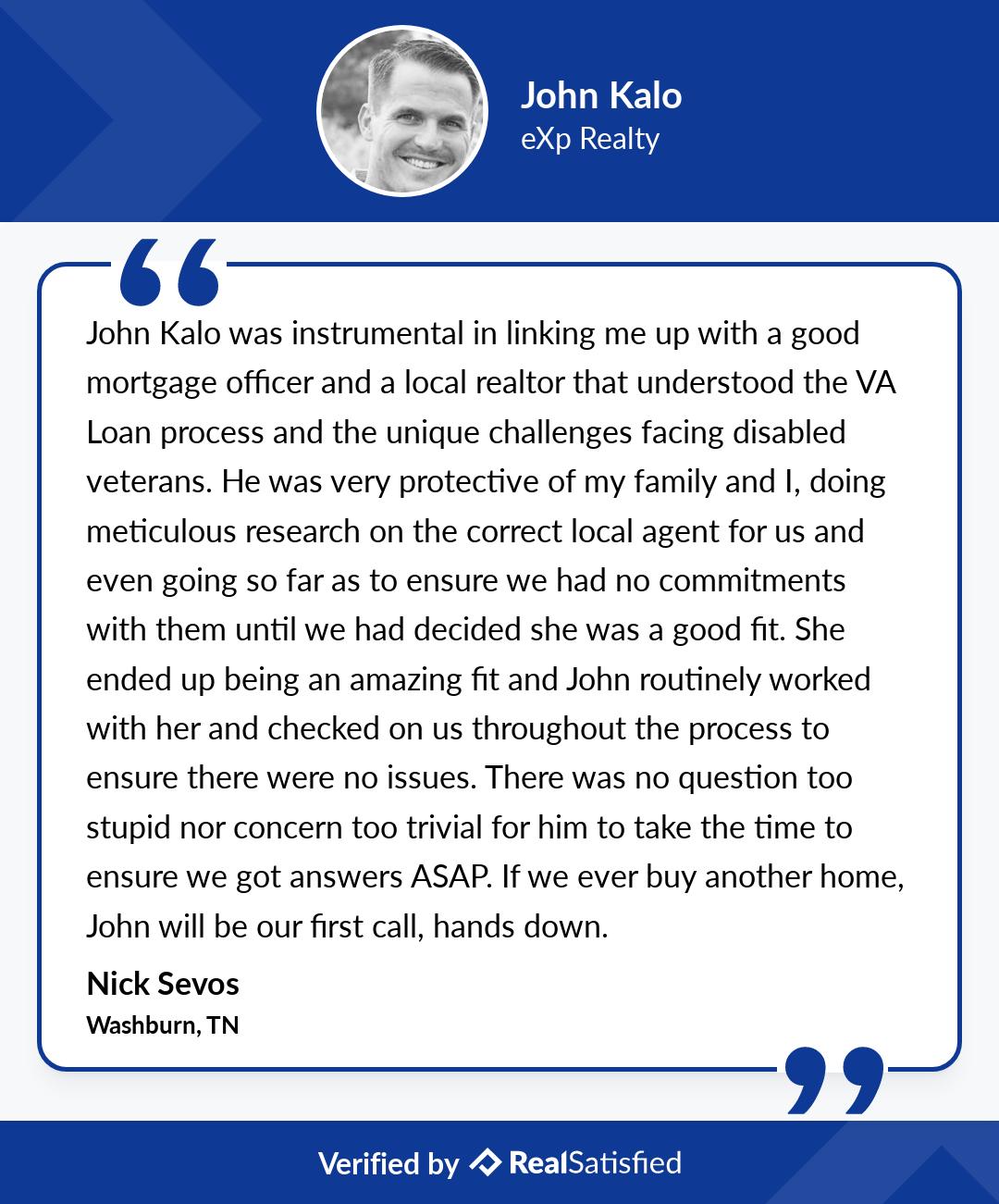 Testimonial image from Nick Sevos